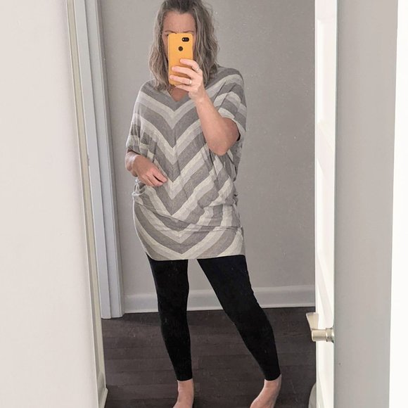 Anthropologie Bella Lux (Los Angeles) Cocoon Dress, Sz M, Grey Chevron - Picture 1 of 6